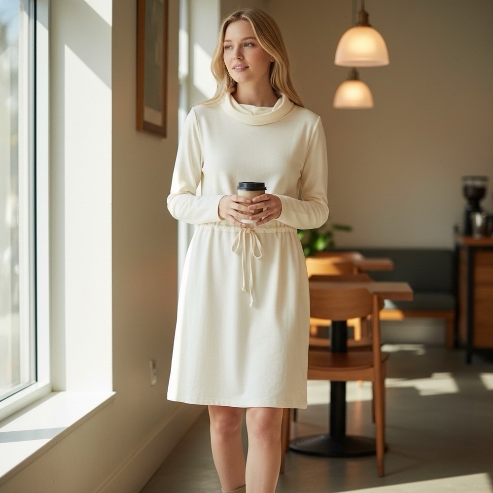 Splendid Women's Cowl Neck Pullover Oat Soft Fleece Dress Sz XL  NWT $148.00